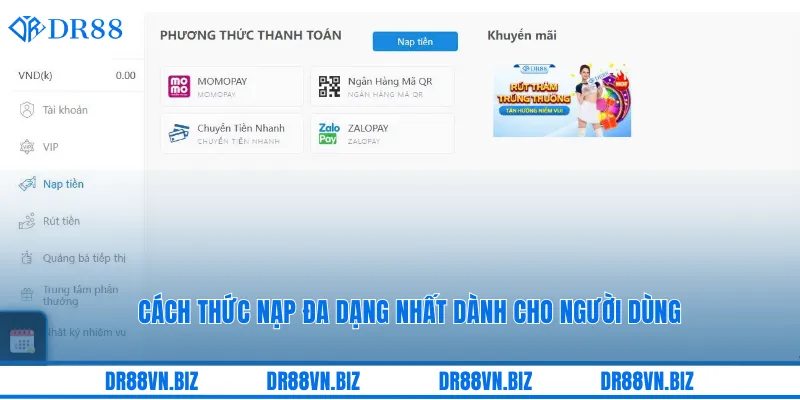 Cách thức nạp đa dạng nhất dành cho người dùng