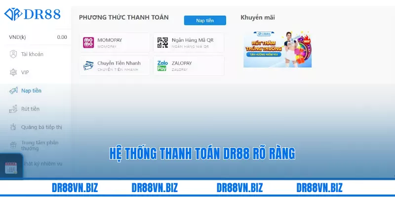 Hệ thống thanh toán DR88 rõ ràng Hệ thống thanh toán DR88 rõ ràng